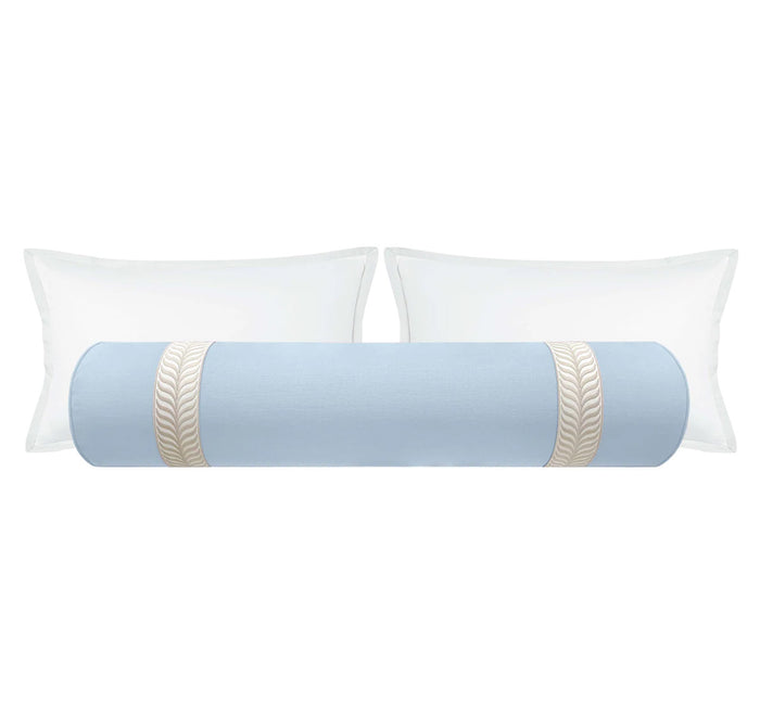 THE BOLSTER :: CLASSIC LINEN // POWDER BLUE +  TRELLIS TRIM // NATURAL