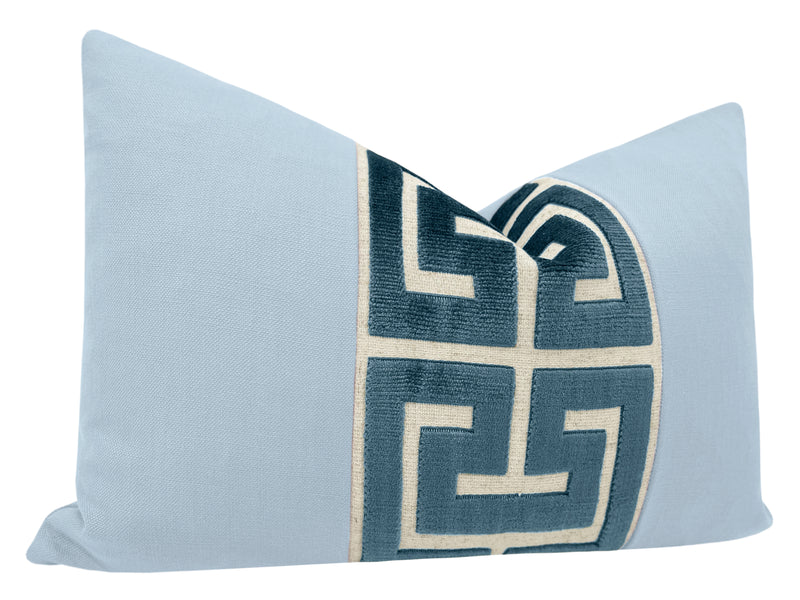 THE LITTLE LUMBAR :: CLASSIC LINEN // POWDER BLUE + NAVY GREEK TRIM