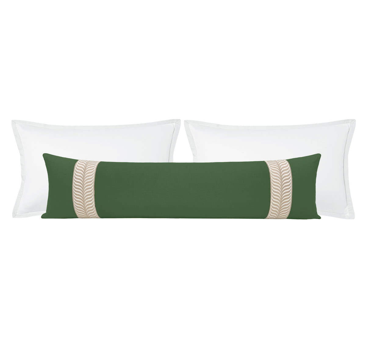 THE XL LUMBAR :: CLASSIC LINEN // BASIL + TRELLIS TRIM // NATURAL