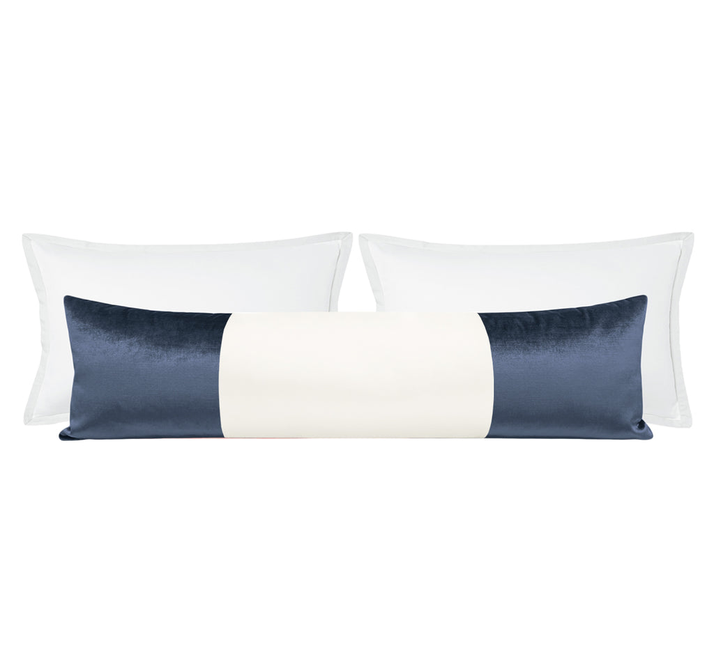 THE XL LUMBAR :: COLORBLOCK FAUX SILK VELVET // PRUSSIAN BLUE – Little ...