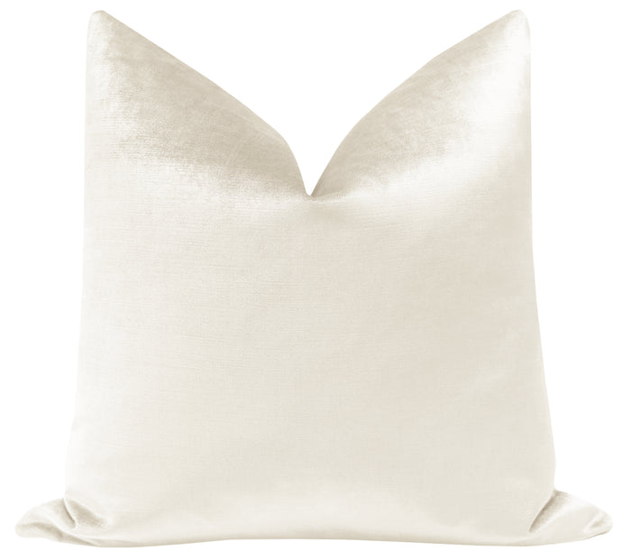 FINAL SALE : 18" X 18" FAUX SILK VELVET // ALABASTER PILLOW COVER