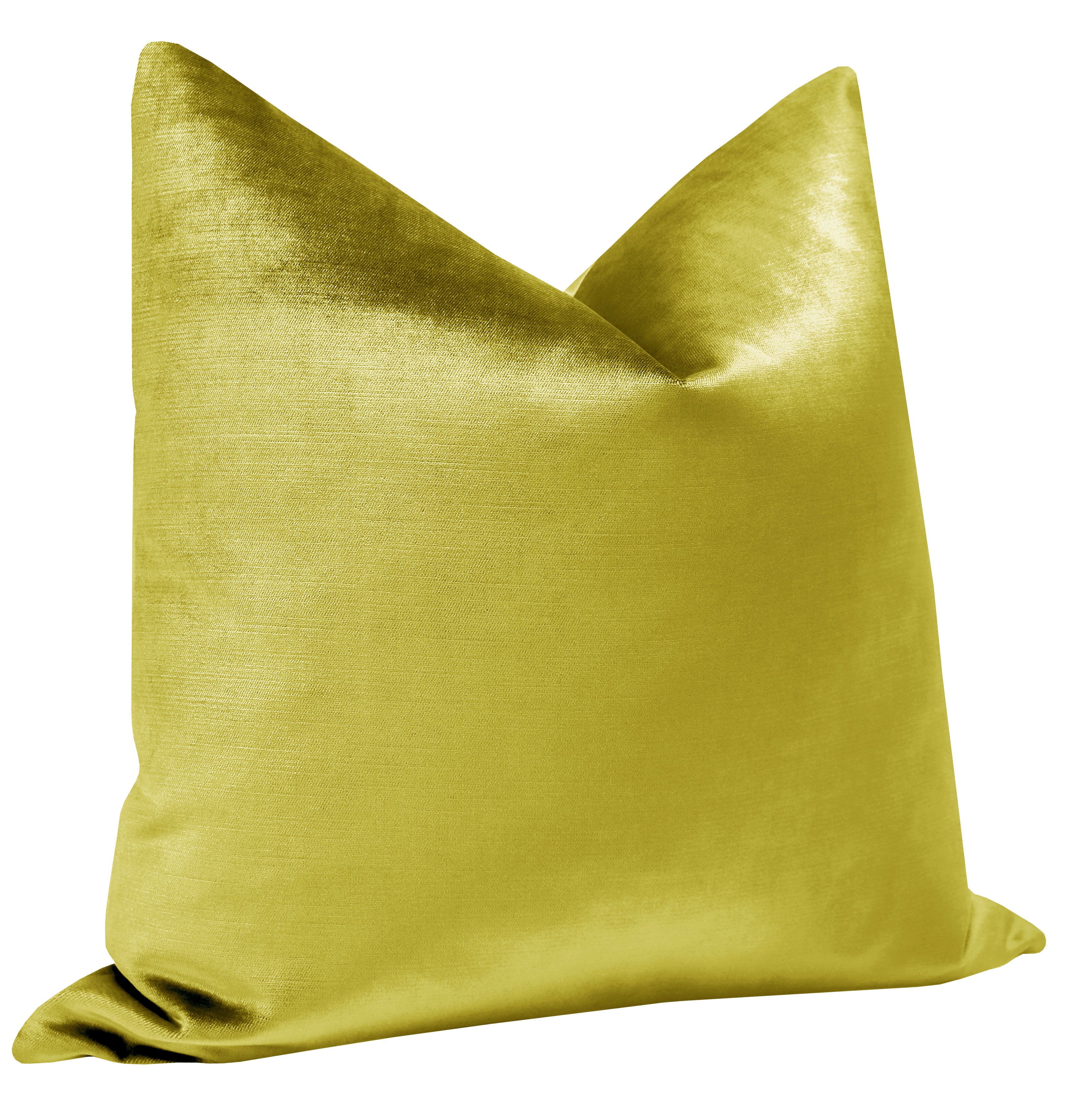 FINAL SALE 18 X 18 FAUX SILK VELVET CHARTREUSE PILLOW COVER