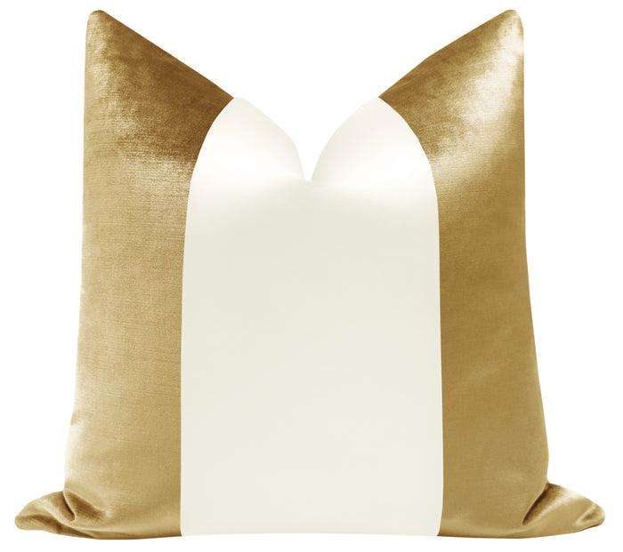 FINAL SALE : COLORBLOCK :: 20" X 20" FAUX SILK VELVET // GOLD PILLOW COVER