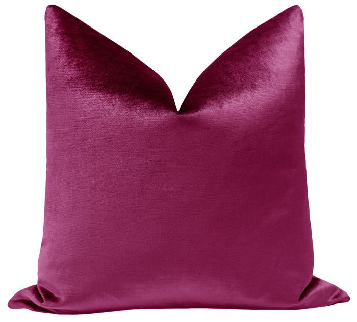 FINAL SALE : 18" X 18" FAUX SILK VELVET // MAGENTA PILLOW COVER