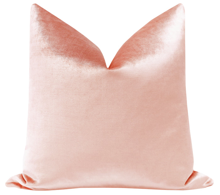 FINAL SALE : 18" X 18" FAUX SILK VELVET // PINK PEONY PILLOW COVER