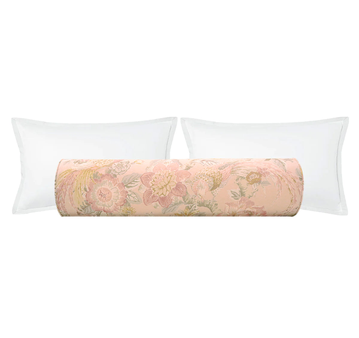 FINAL SALE : THE BOLSTER :: 9" X 36" FLORAL AVIARY PRINT // BLUSH