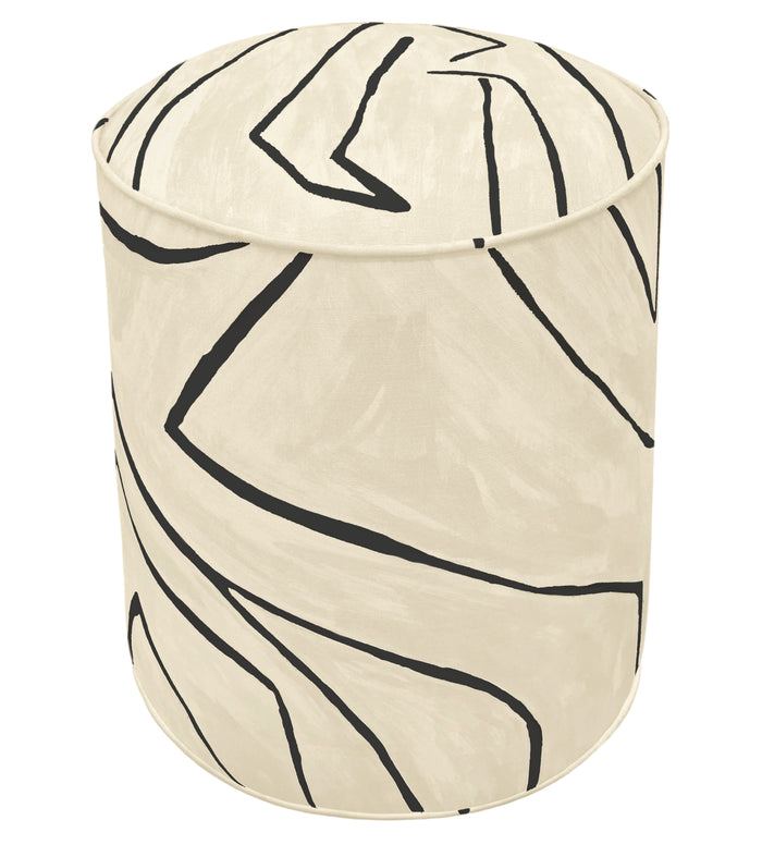 THE TIGHT ROUND OTTOMAN :: GRAFFITO // LINEN + ONYX