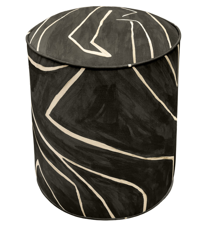 THE TIGHT ROUND OTTOMAN :: GRAFFITO // ONYX + BEIGE