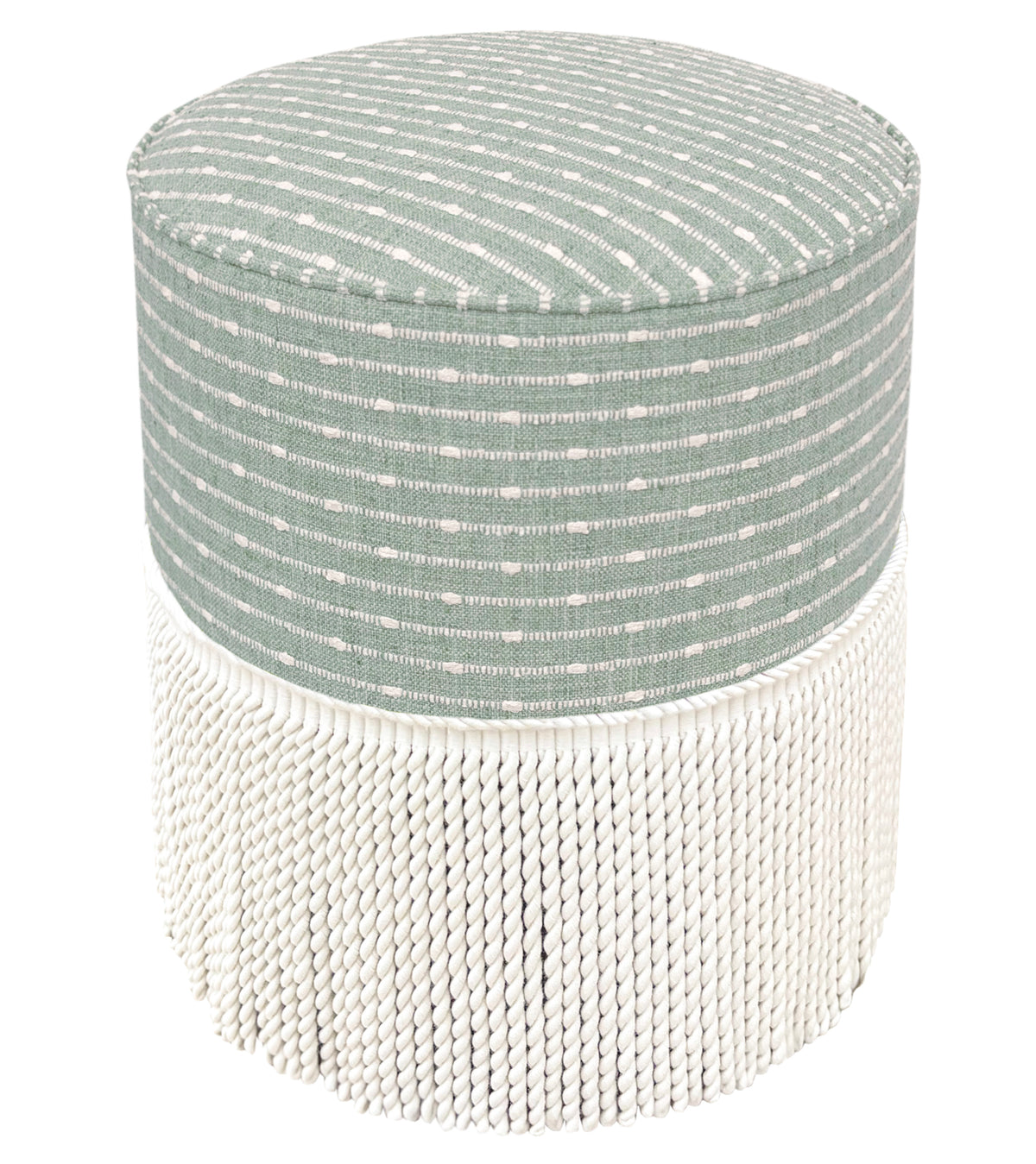 THE TIGHT ROUND OTTOMAN :: HAMPTON TWEED + BULLION FRINGE | LDC