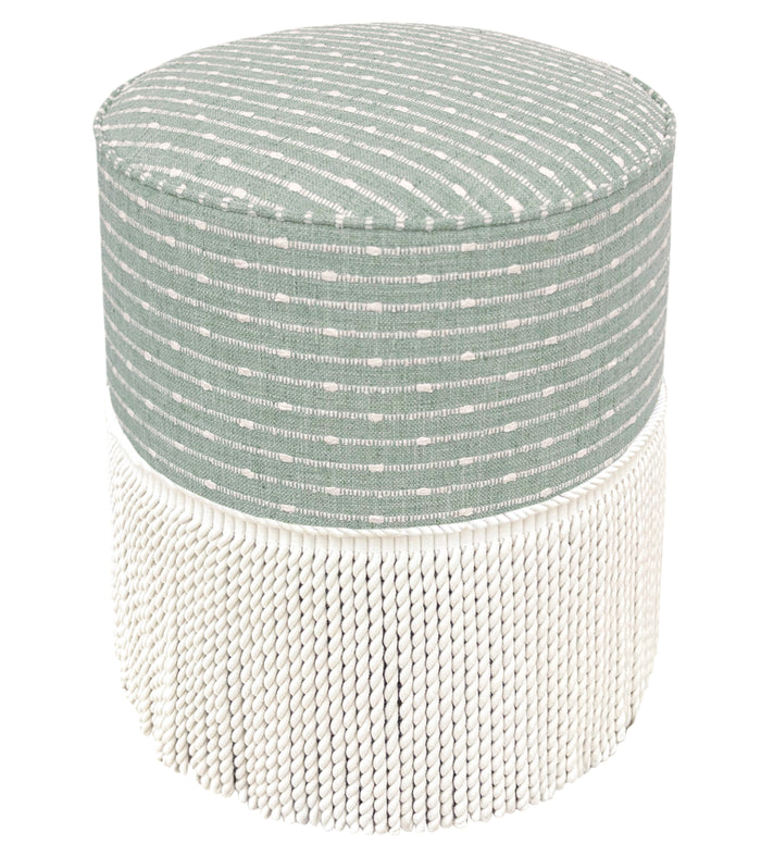 THE TIGHT ROUND OTTOMAN :: HAMPTON TWEED + BULLION FRINGE | LDC