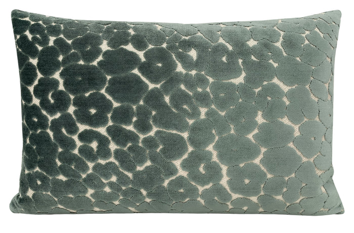 FINAL SALE :  12" X 18" LEOPARD CUT VELVET // TURKISH BLUE PILLOW COVER