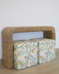 PAIR OF SKIRTED OTTOMANS : IMPERIAL GARDEN // JADE