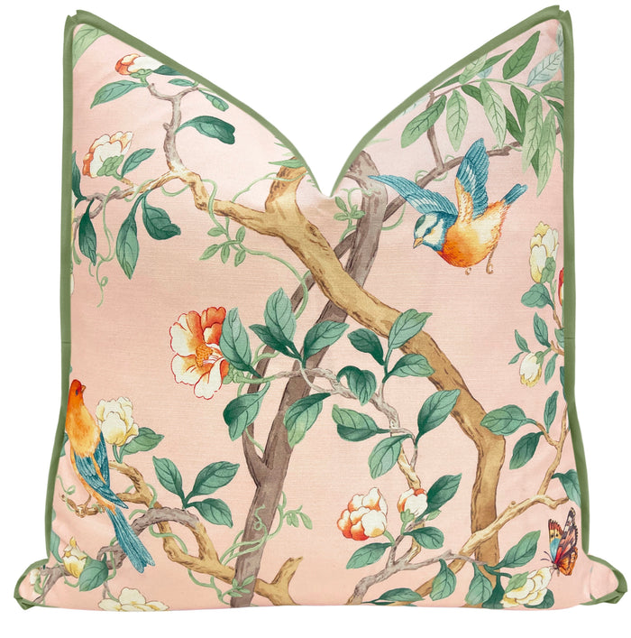 FINAL SALE : 22" X 22" CIMPERIAL GARDEN // PINK PEONY PILLOW COVER