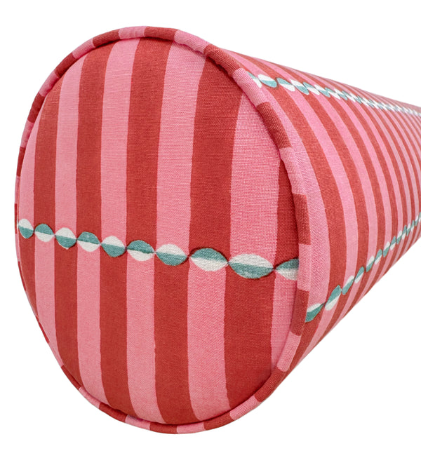 THE BOLSTER :: LUNA HAND BLOCK PRINT // PINK & RED | SCHUMACHER