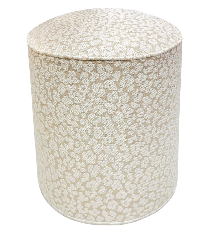 THE TIGHT ROUND OTTOMAN :: LEOPARD CHENILLE // NATURAL