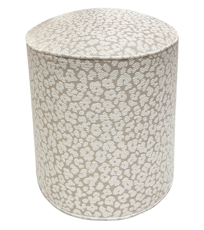 THE TIGHT ROUND OTTOMAN :: LEOPARD CHENILLE // STONE