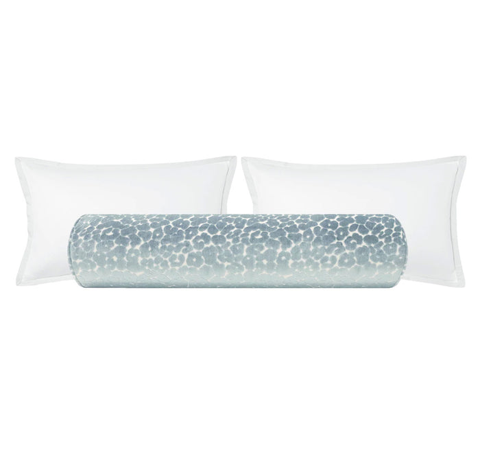 THE BOLSTER :: LEOPARD CUT VELVET // CERULEAN BLUE