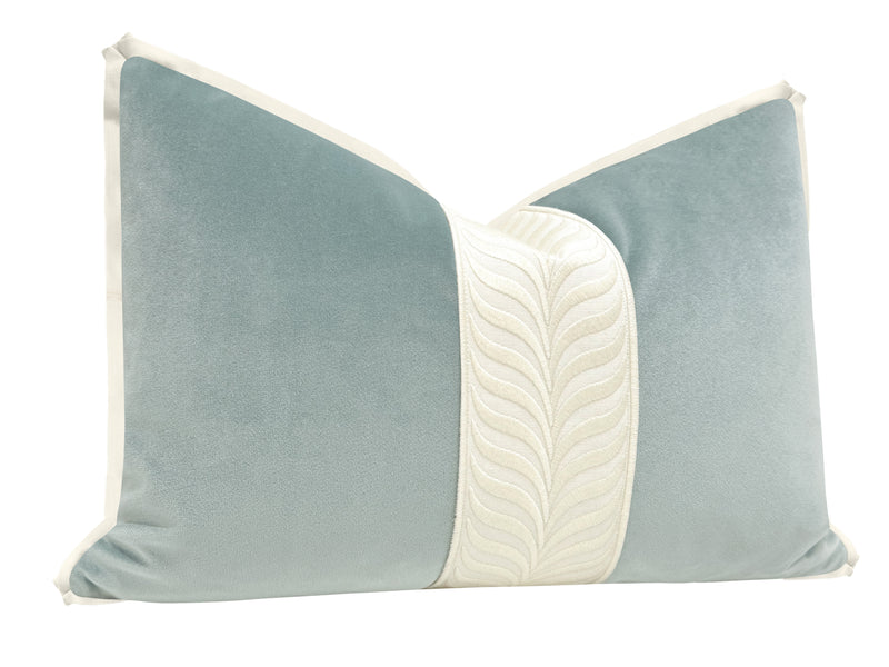 THE LITTLE LUMBAR :: MELROSE VELVET // CERULEAN BLUE + TRELLIS TRIM // BONE