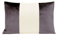 FINAL SALE : PANEL COLORBLOCK :: 12" X 18" FAUX SILK VELVET // SMOKEY AMETHYST + ALABASTER SILK PILLOW COVER