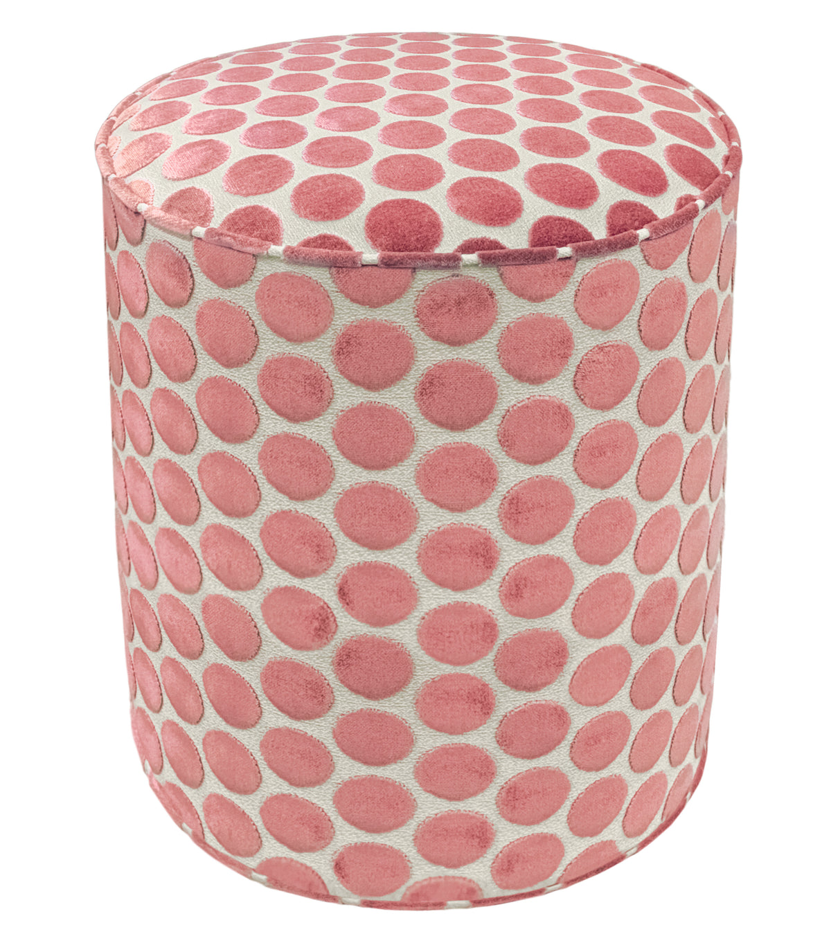 THE TIGHT ROUND OTTOMAN :: LUNA CUT VELVET // CARNATION