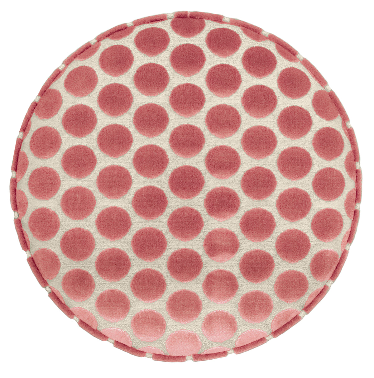 THE TIGHT ROUND OTTOMAN :: LUNA CUT VELVET // CARNATION