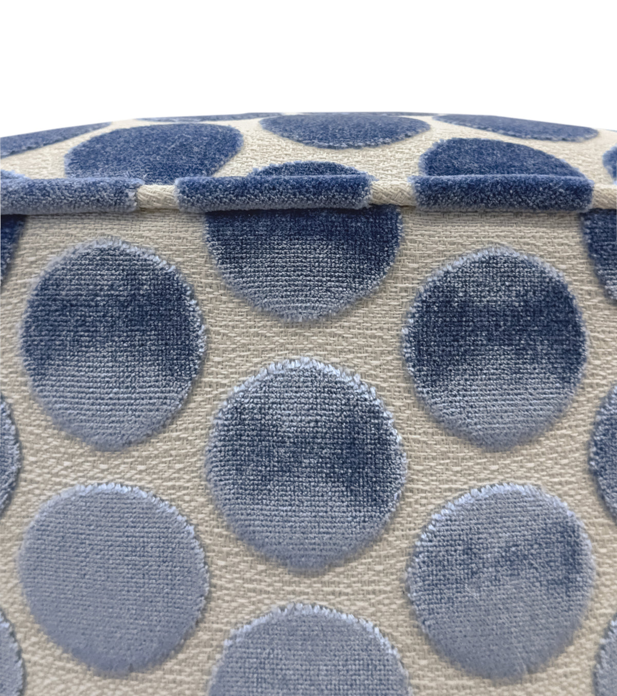 THE TIGHT ROUND OTTOMAN :: LUNA CUT VELVET // CAPRI BLUE