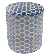 THE TIGHT ROUND OTTOMAN :: LUNA CUT VELVET // CAPRI BLUE