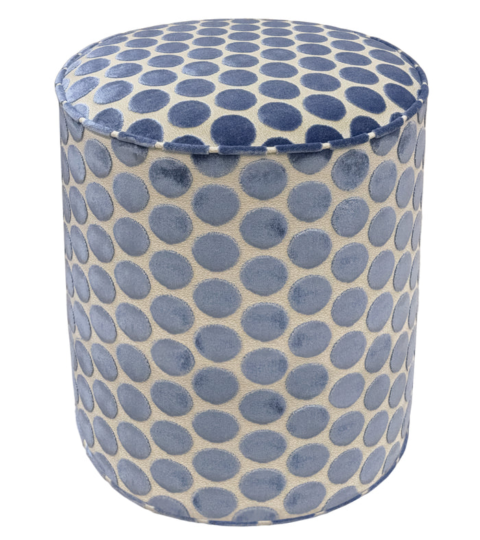 THE TIGHT ROUND OTTOMAN :: LUNA CUT VELVET // CAPRI BLUE