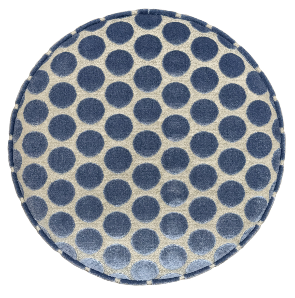THE TIGHT ROUND OTTOMAN :: LUNA CUT VELVET // CAPRI BLUE