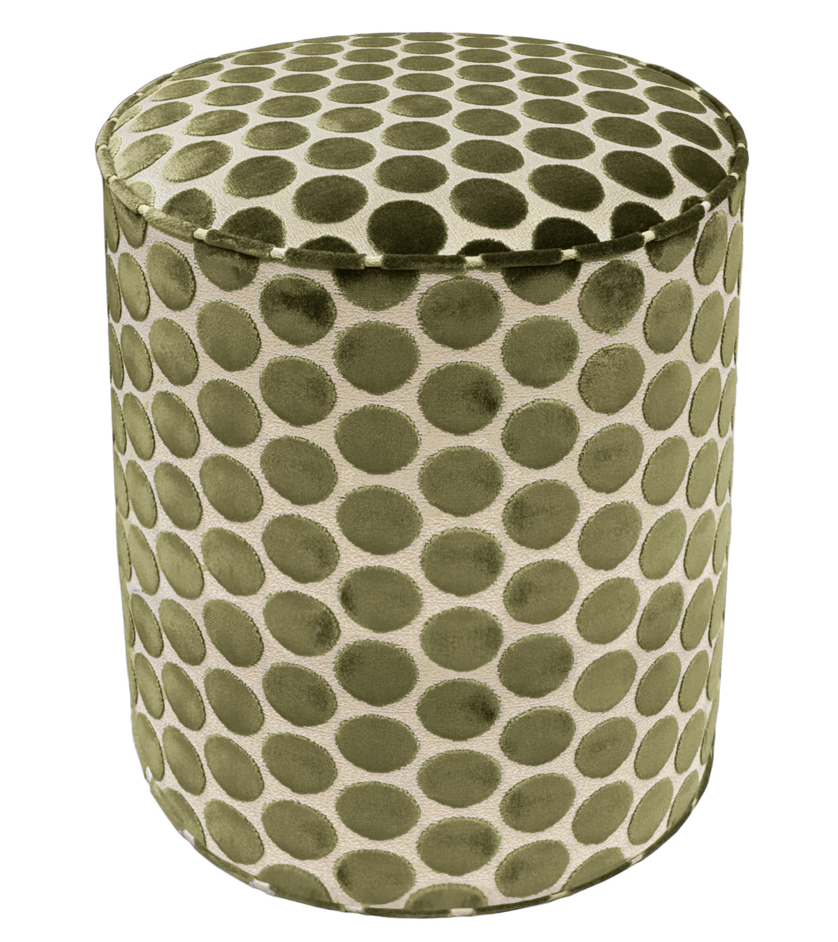 THE TIGHT ROUND OTTOMAN :: LUNA CUT VELVET // OLIVE