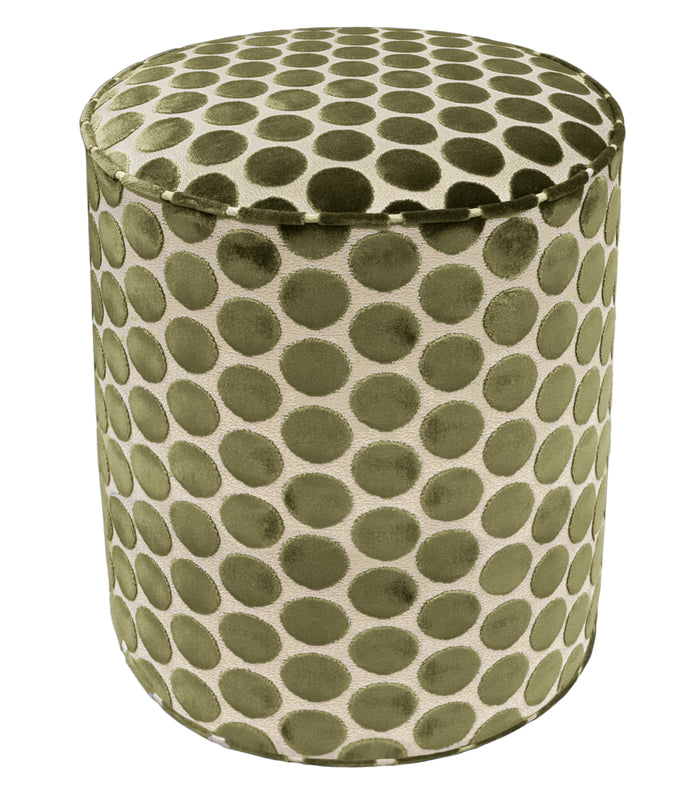 THE TIGHT ROUND OTTOMAN :: LUNA CUT VELVET // OLIVE