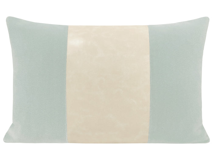 THE LITTLE LUMBAR :: MOHAIR VELVET // SPA BLUE + FAUX LEATHER // ALABASTER