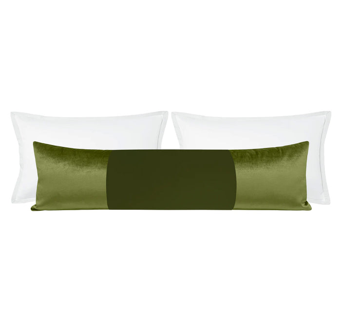 THE XL LUMBAR :: MONOCHROMATIC FAUX SILK VELVET // OLIVE