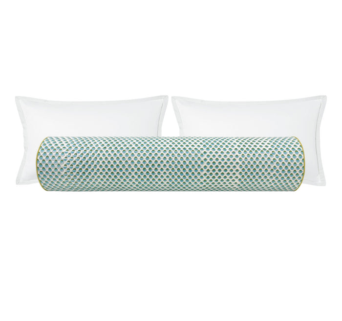 OCS X LDC II | BOLSTER | SERENA DUGAN : OLGA // OCEAN BLOCK PRINT + CLASSIC LINEN // CHARTREUSE CORDING