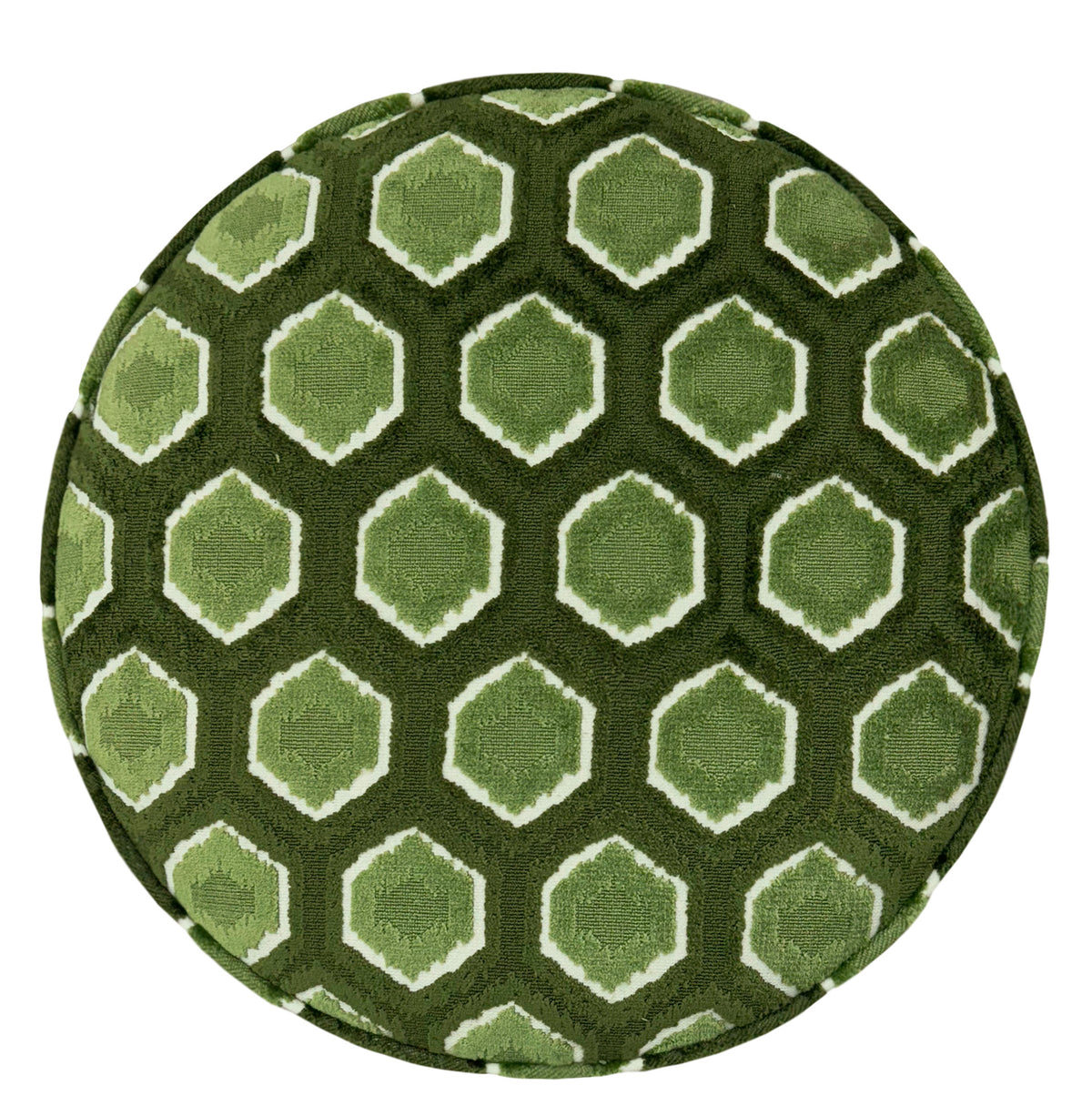 THE TIGHT ROUND OTTOMAN :: MIA CUT VELVET  // OLIVE