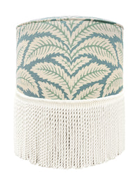 THE TIGHT ROUND OTTOMAN :: TALAVERA LINEN + BULLION FRINGE | BRUNSCHWIG + FILS