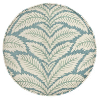 THE TIGHT ROUND OTTOMAN :: TALAVERA LINEN + BULLION FRINGE | BRUNSCHWIG + FILS