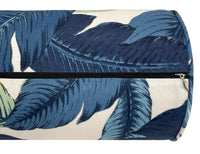 FINAL SALE : OUTDOOR BOLSTER : 7" X 24" PALM LEAF // CAPRI BLUE