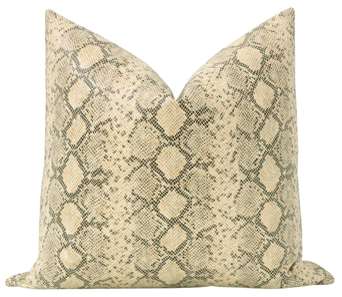 FINAL SALE : PYTHON FAUX LEATHER  PILLOW COVER