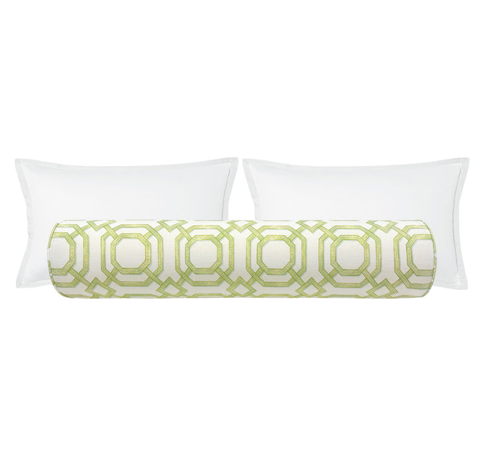 THE BOLSTER :: LATTICE PRINT // CELADON