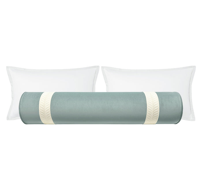 THE BOLSTER :: MELROSE VELVET // CERULEAN BLUE + TRELLIS TRIM // BONE