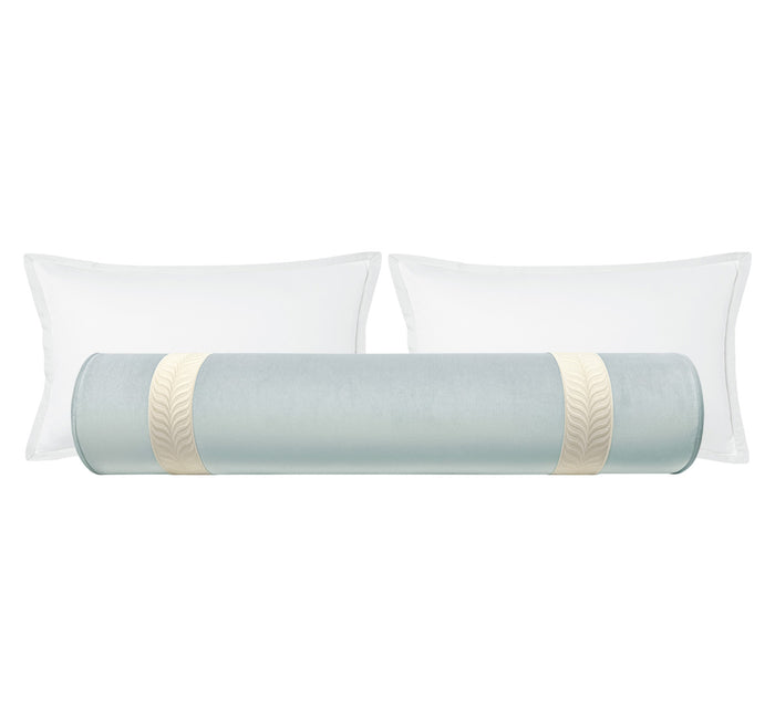 THE BOLSTER :: MELROSE VELVET // MIST + TRELLIS TRIM // BONE