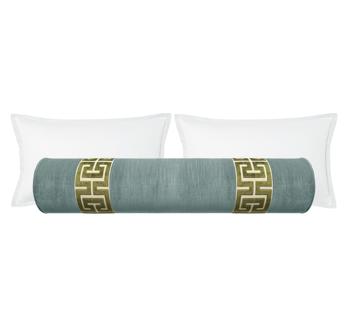 THE BOLSTER :: STRIE VELVET // CERULEAN BLUE + GREEK TRIM