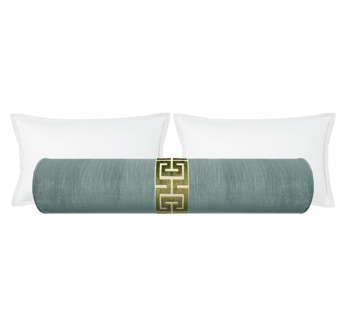 THE BOLSTER :: STRIE VELVET // CERULEAN BLUE + GREEK TRIM