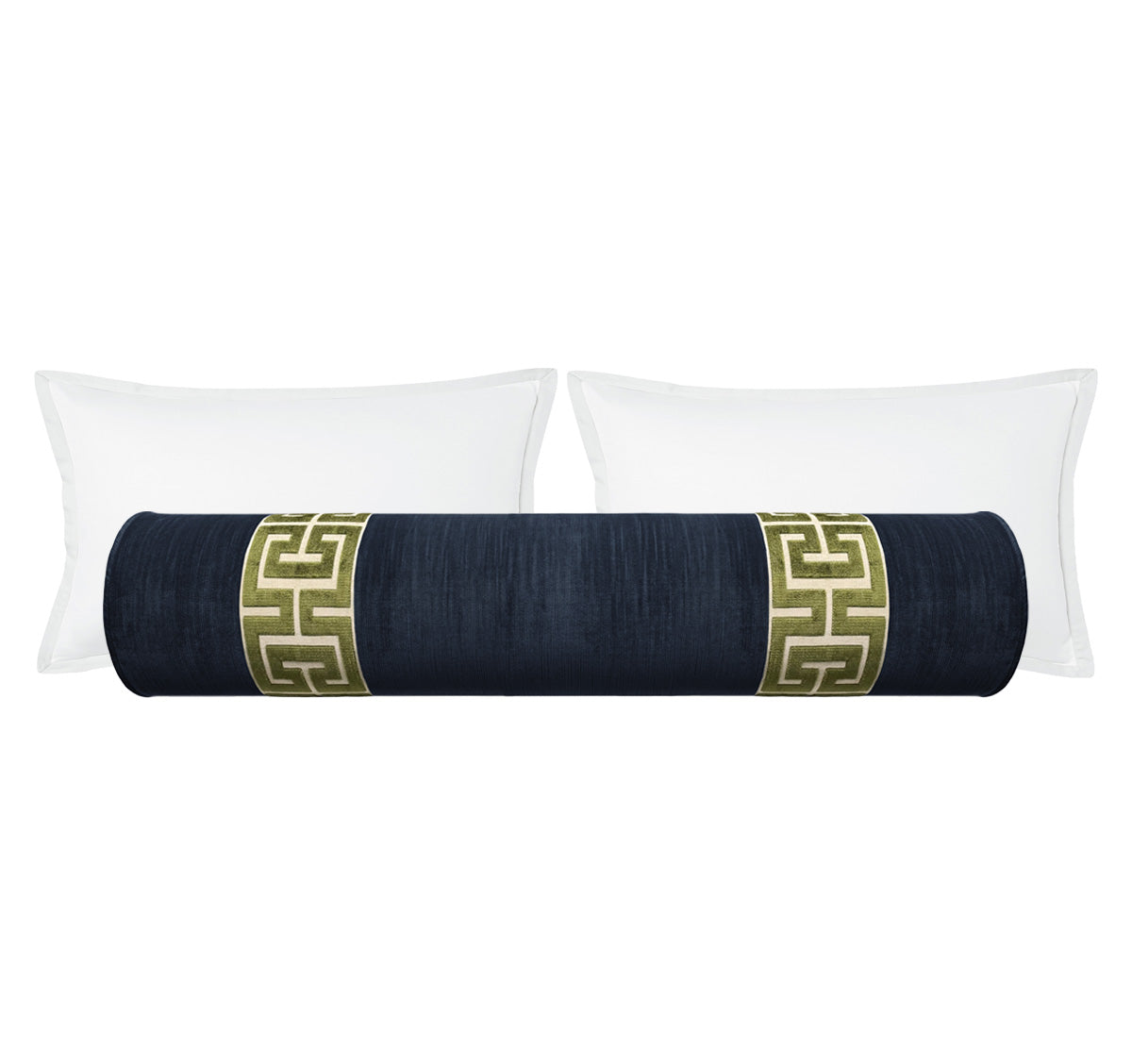 THE BOLSTER :: STRIE VELVET // NAVY BLUE + GREEK TRIM