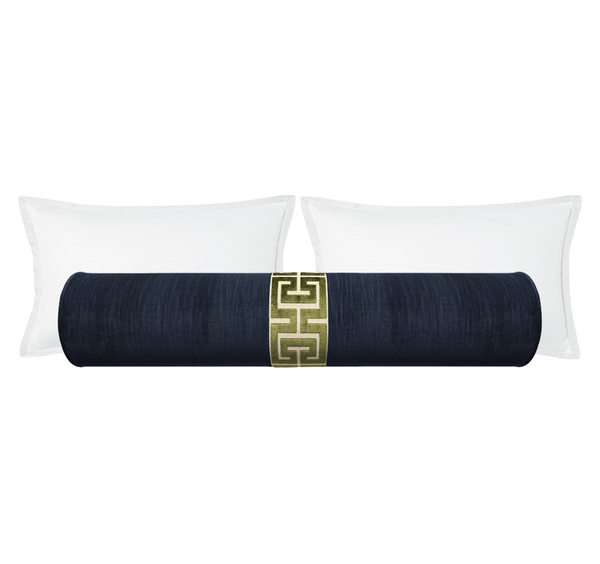 THE BOLSTER :: STRIE VELVET // NAVY BLUE + GREEK TRIM