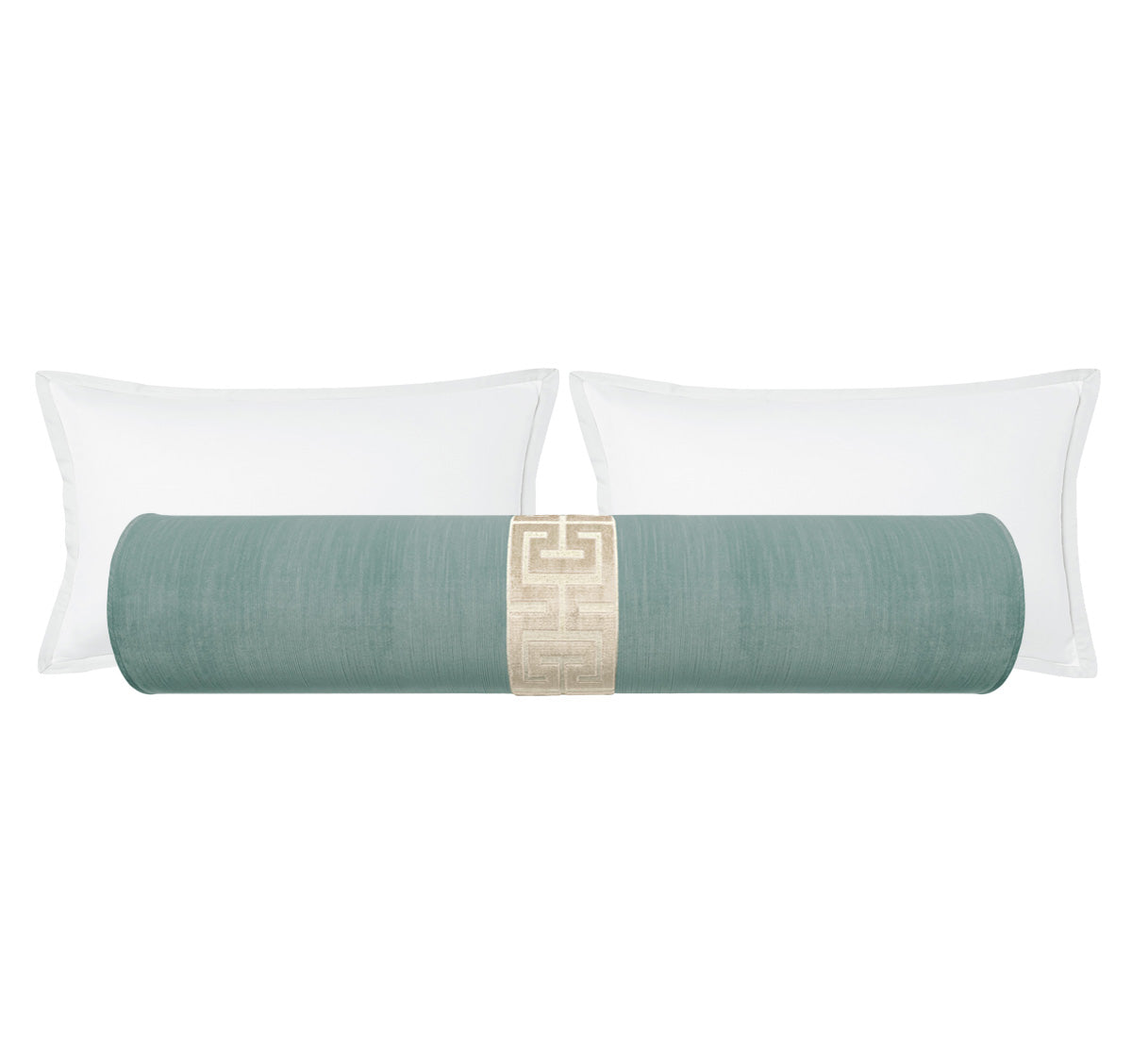 THE BOLSTER :: STRIE VELVET // SPA BLUE + GREEK TRIM