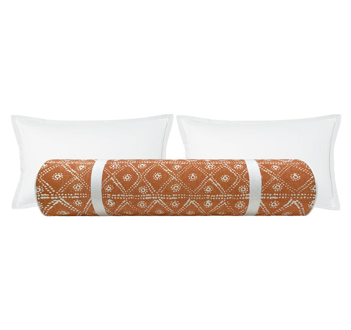 OCS X LDC | THE BOLSTER | CAROLINA IRVING : ZIG ZAG // CORAL ON WHITE + RIBBON TRIM // BONE