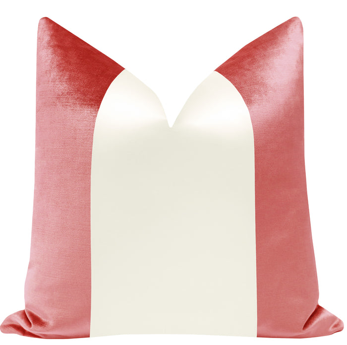 PANEL COLORBLOCK :: FAUX SILK VELVET // FLAMINGO + ALABASTER SILK