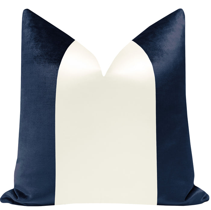 PANEL COLORBLOCK :: FAUX SILK VELVET // NAVY BLUE + ALABASTER SILK